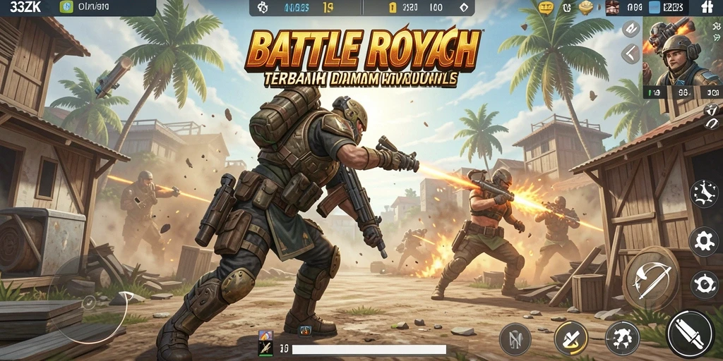 Gameplay intens dalam arena Battle Royale 33ZK.