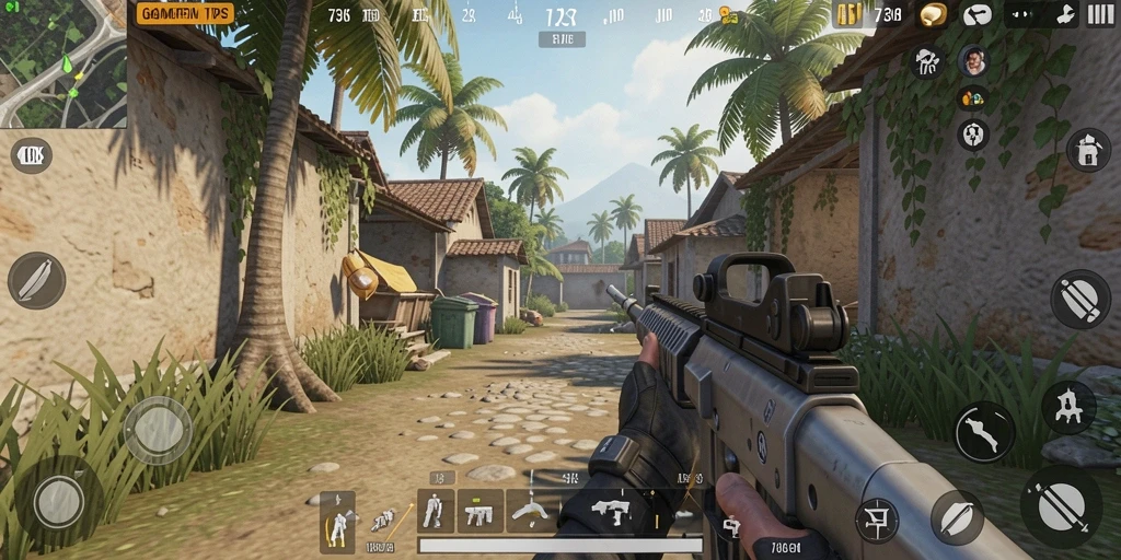 Screenshot gameplay 73K yang menampilkan pertempuran intens.