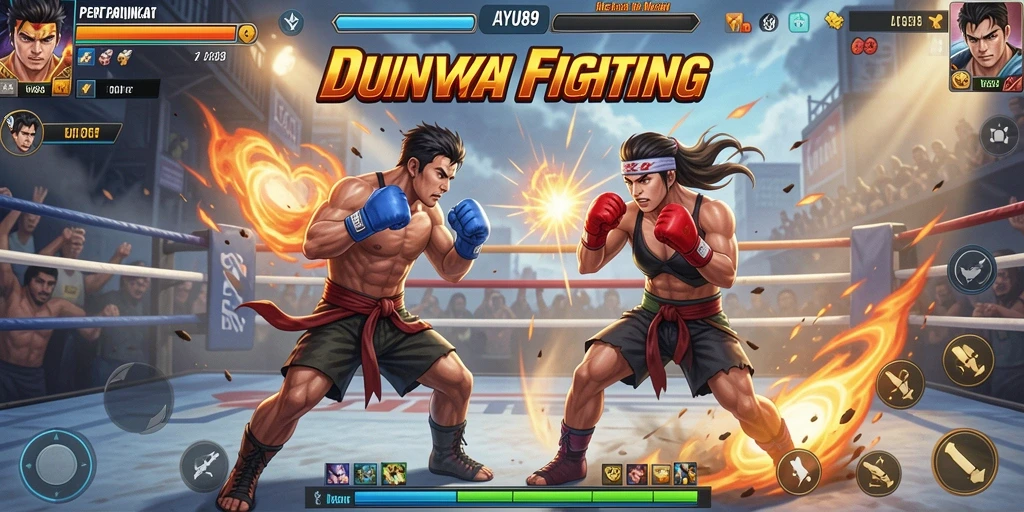Tampilan gameplay AYU89 dengan pertarungan yang mendebarkan.
