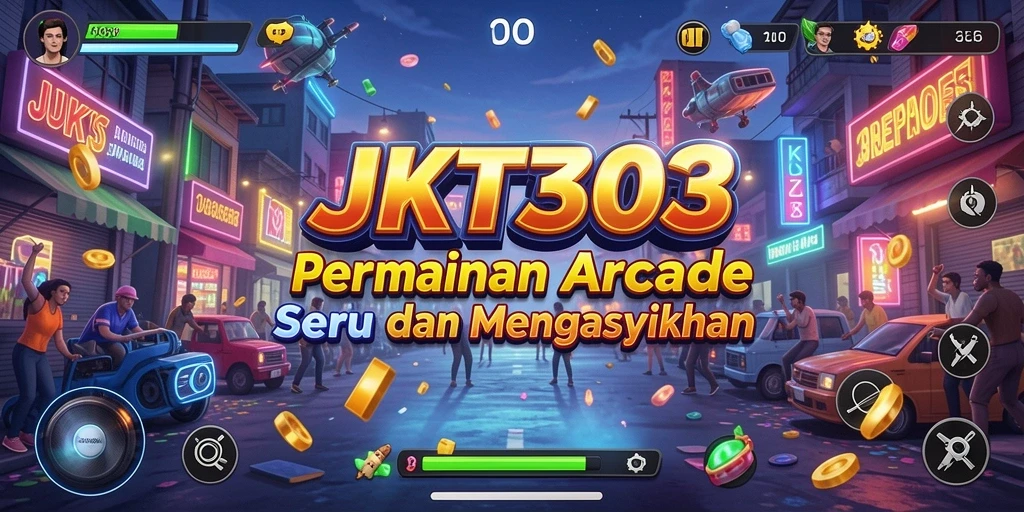 Tangkapan layar utama JKT303 menampilkan gameplay Arcade yang menarik dan seru.
