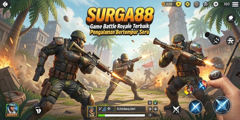 Screenshot SURGA88 menampilkan pertarungan seru dalam mode Battle Royale.
