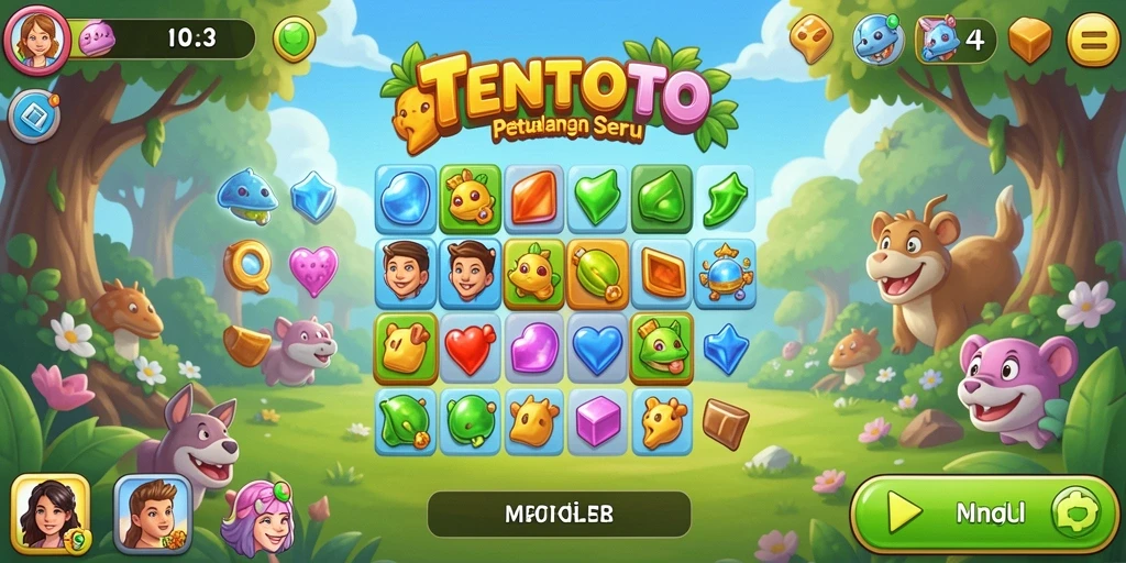 Tampilan menarik gameplay Match-3 di TENTOTO.