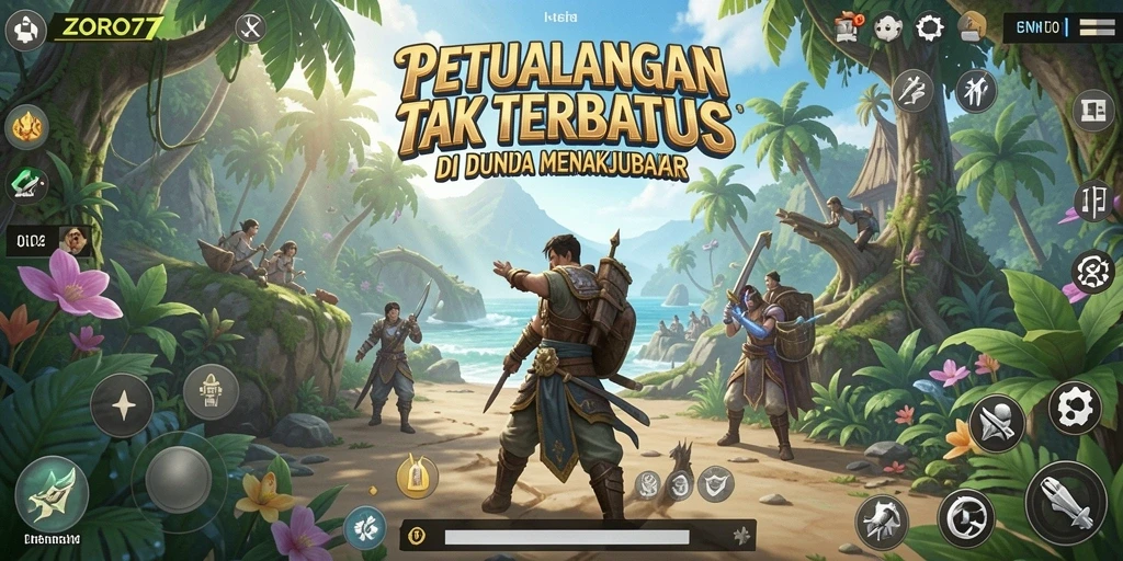 Screenshot gameplay ZORO77 yang menunjukkan petualangan seru di dunia fantastis.